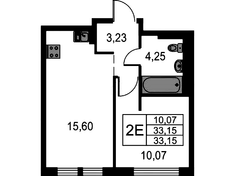 1-комнатная квартира 33.15 м², 2/15 эт., ЖК «Невская Долина»